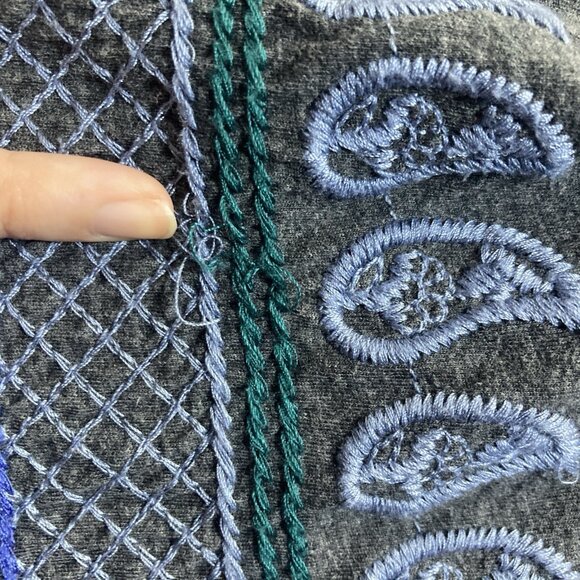 Johnny Was Cardigan Kimono Medium Embroidered Draped Open Front Boho Gray Jacket - Picture 11 of 16